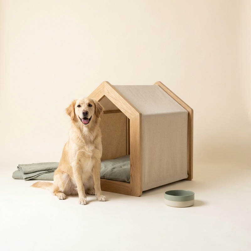 Happy dog beside a modern dog house kennel – Petifo Dog Kennels & Outdoor