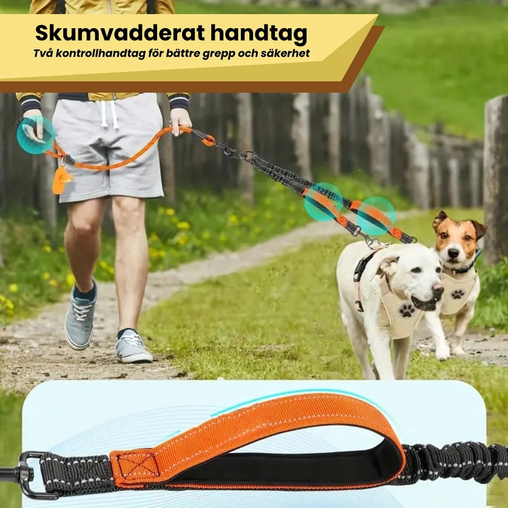 Foam-padded handle Reflective Double Lead - Petifo