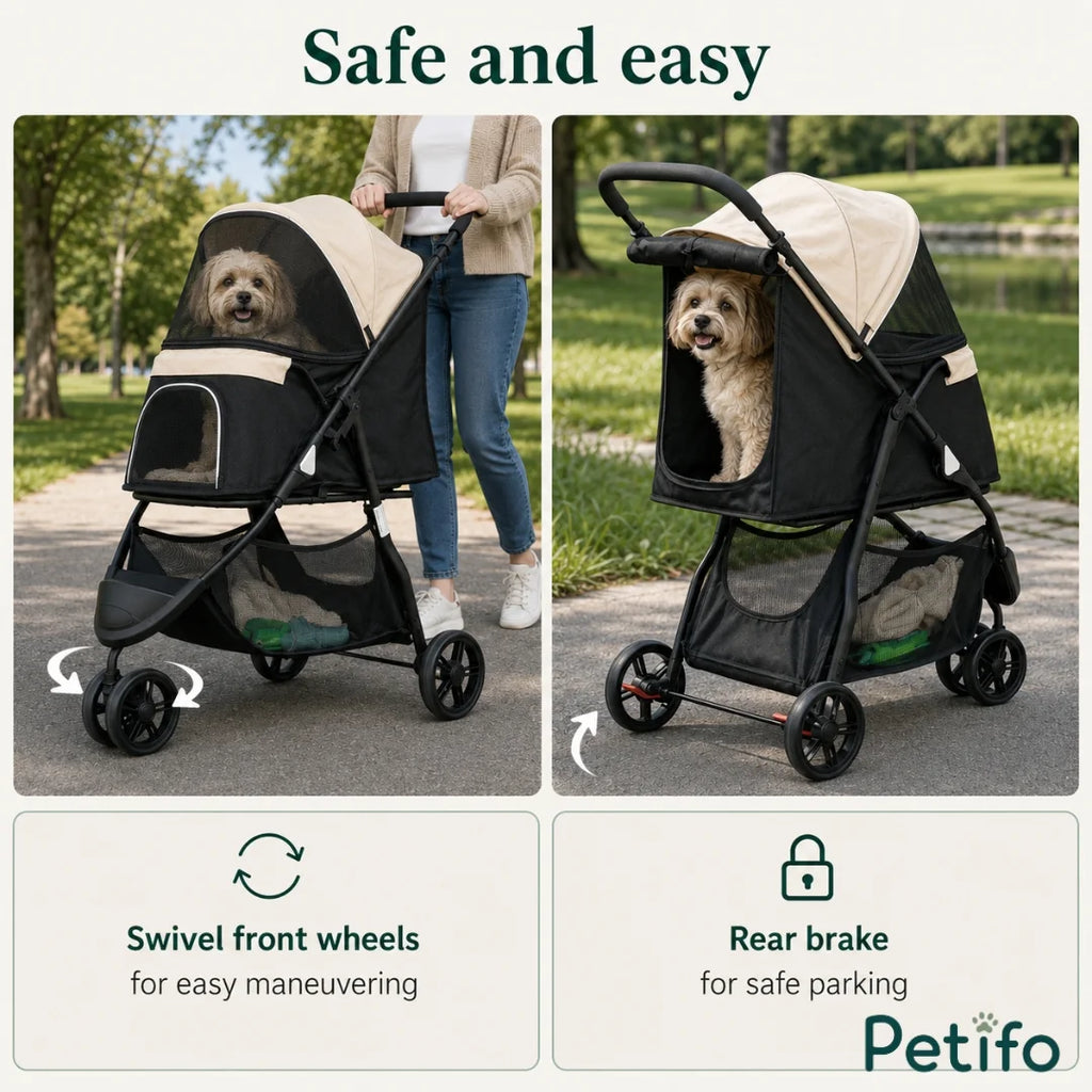 Passeggino per Animali Detixy con Copertura Antipioggia