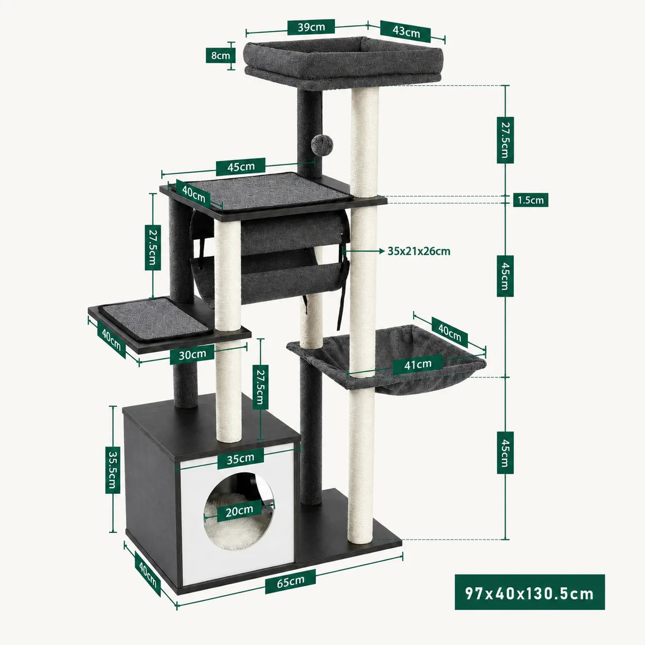 Albero per gatti con armadietto portaoggetti