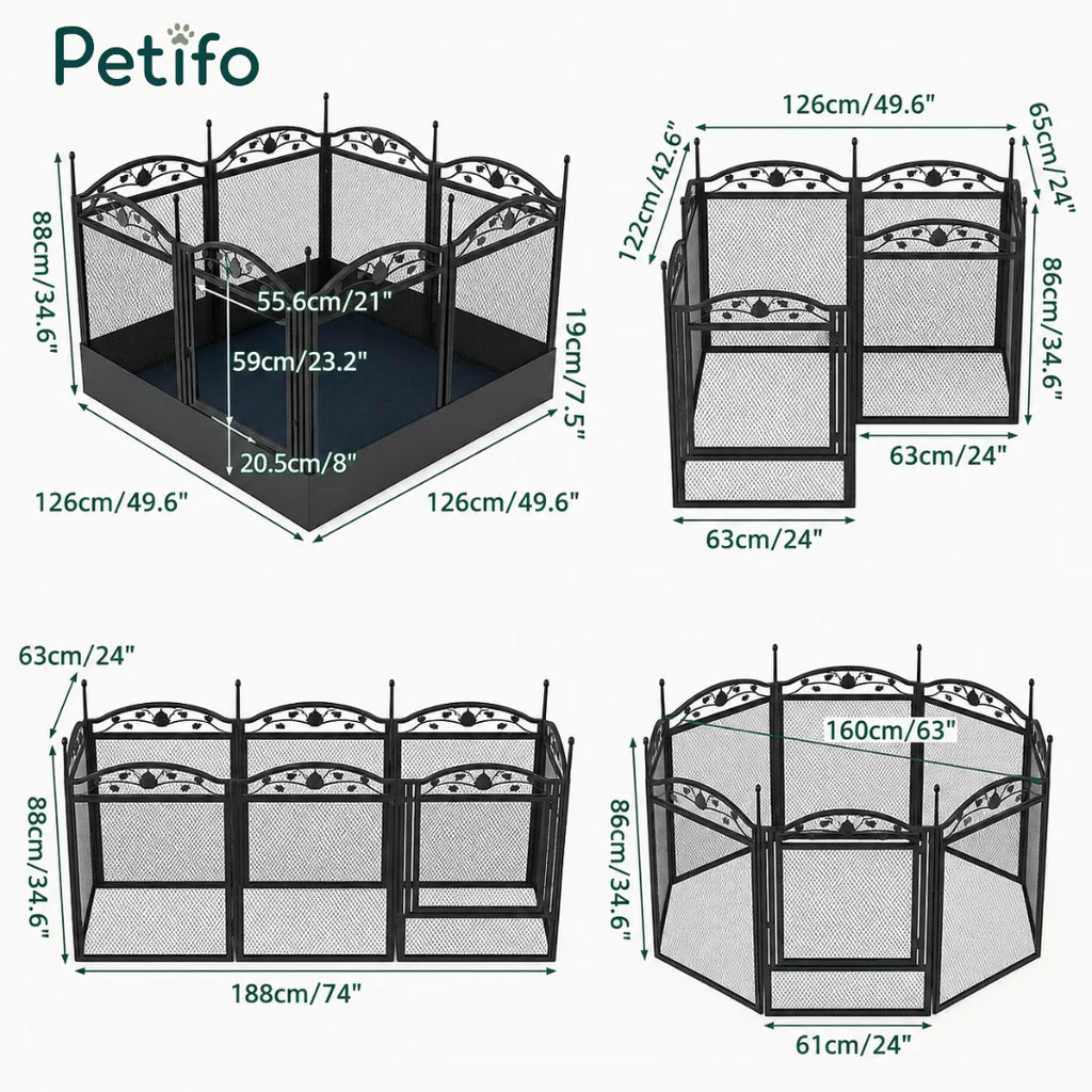 Comprehensive dimension and configuration guide for the Petifo dog playpen
