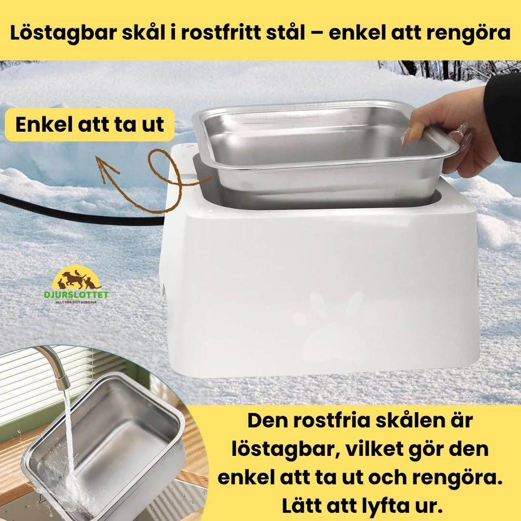 Electrically heated water bowl Removable bowl in stainless steel - easy to clean Petifo