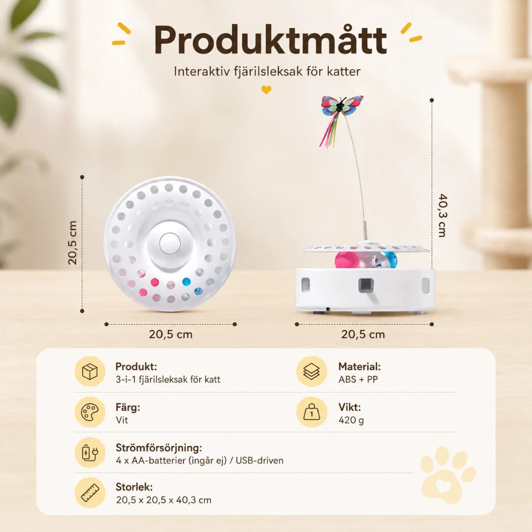 Felineo Butterfly Toy 3-in-1 size - Petifo