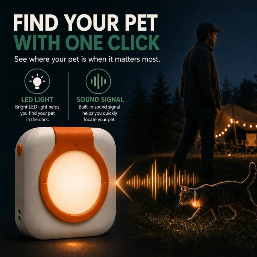Find your pet at night with LED light and sound signal GPS tracker Petifo