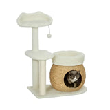 Albero tiragraffi per gatti con cuccia in tessuto intrecciato PawHut
