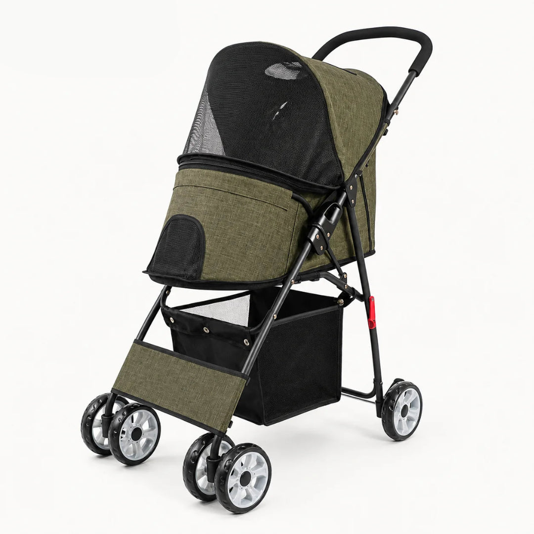 Durable green Petifo pet travel stroller designed for easy transport and outdoor adventures.