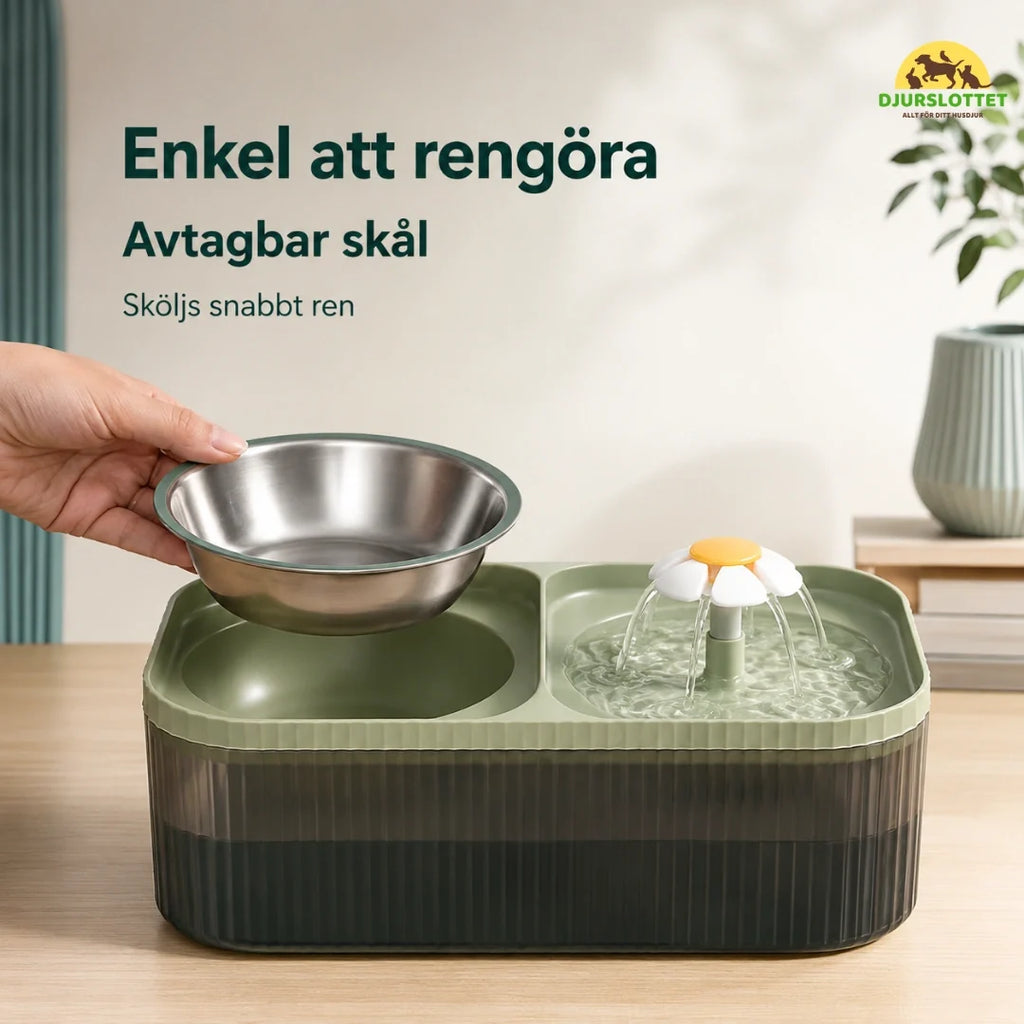 MealStream Water Fountain with Food Bowl easy to clean - Petifo