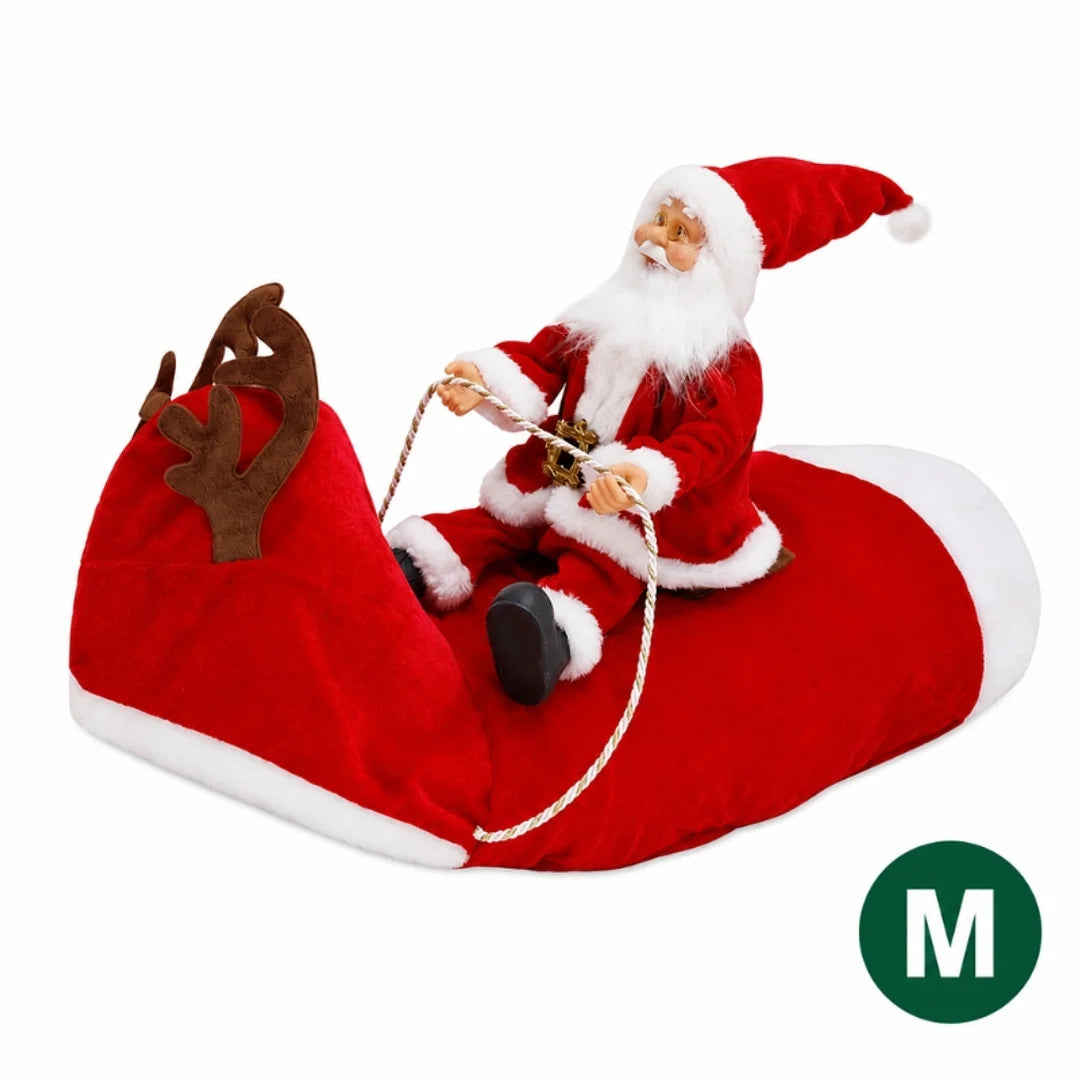 Medium size Santa Claus riding a reindeer Christmas costume for dogs.