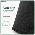 Detailed view of the non-slip rubberized bottom designed to keep the pet car seat firmly in place.