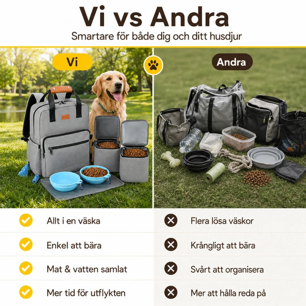 PawsPack Storage Backpack comparison vs ordinary bag - Petifo