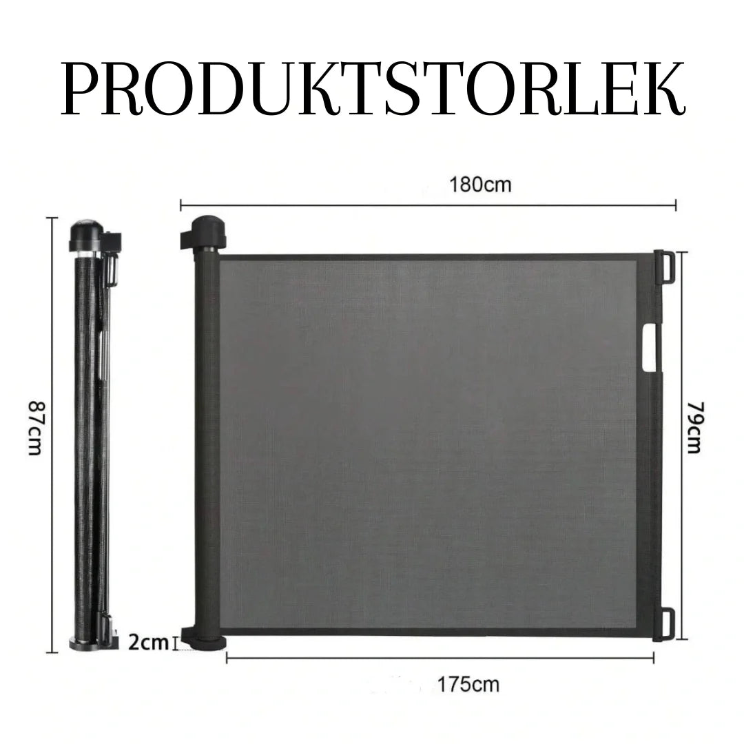 Product size of Detixy retractable gate - Petifo