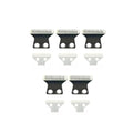 Set of replacement trimmer blades and cutter heads against a clean white background.