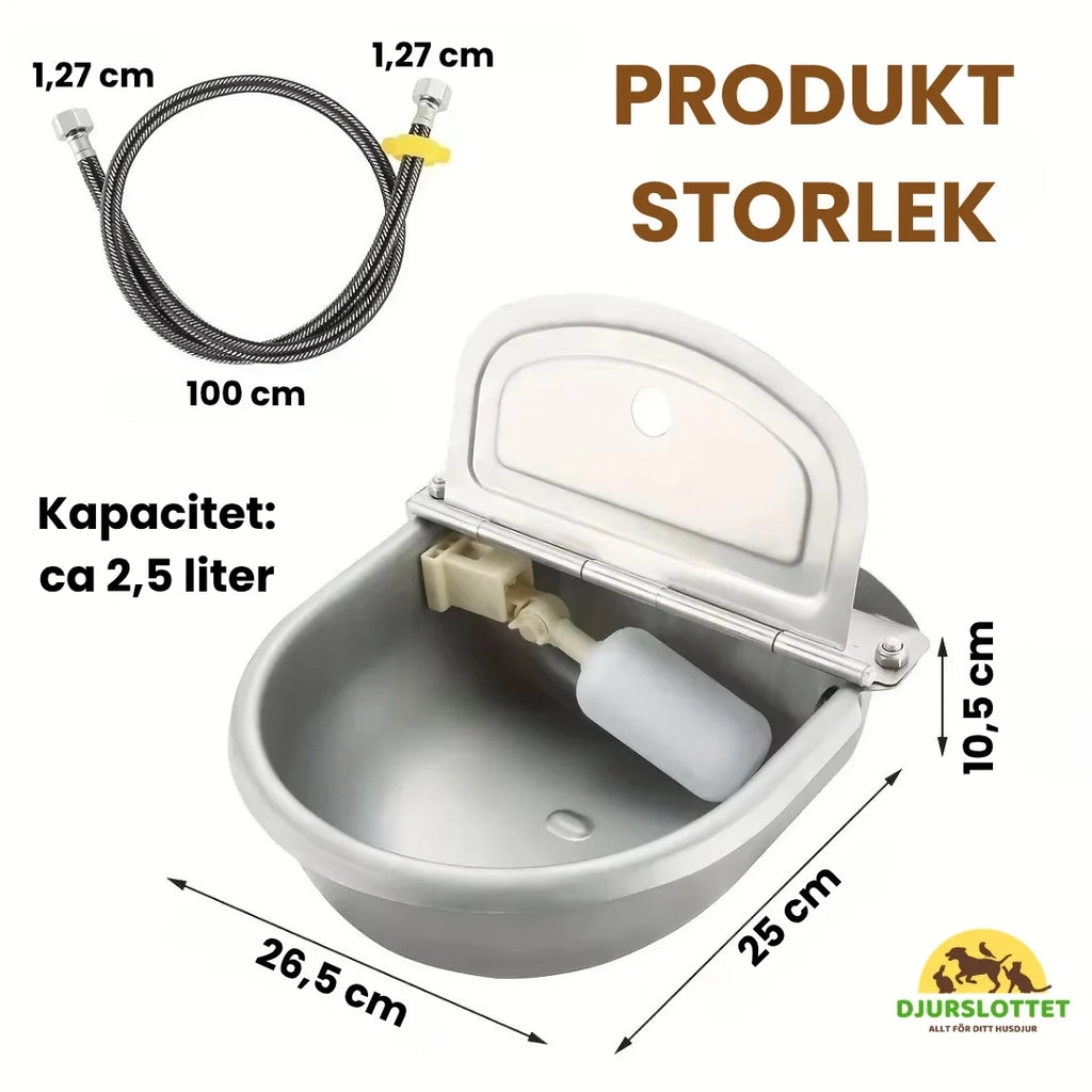 Size of Automatic Water Bowl for horses in stainless steel - Petifo