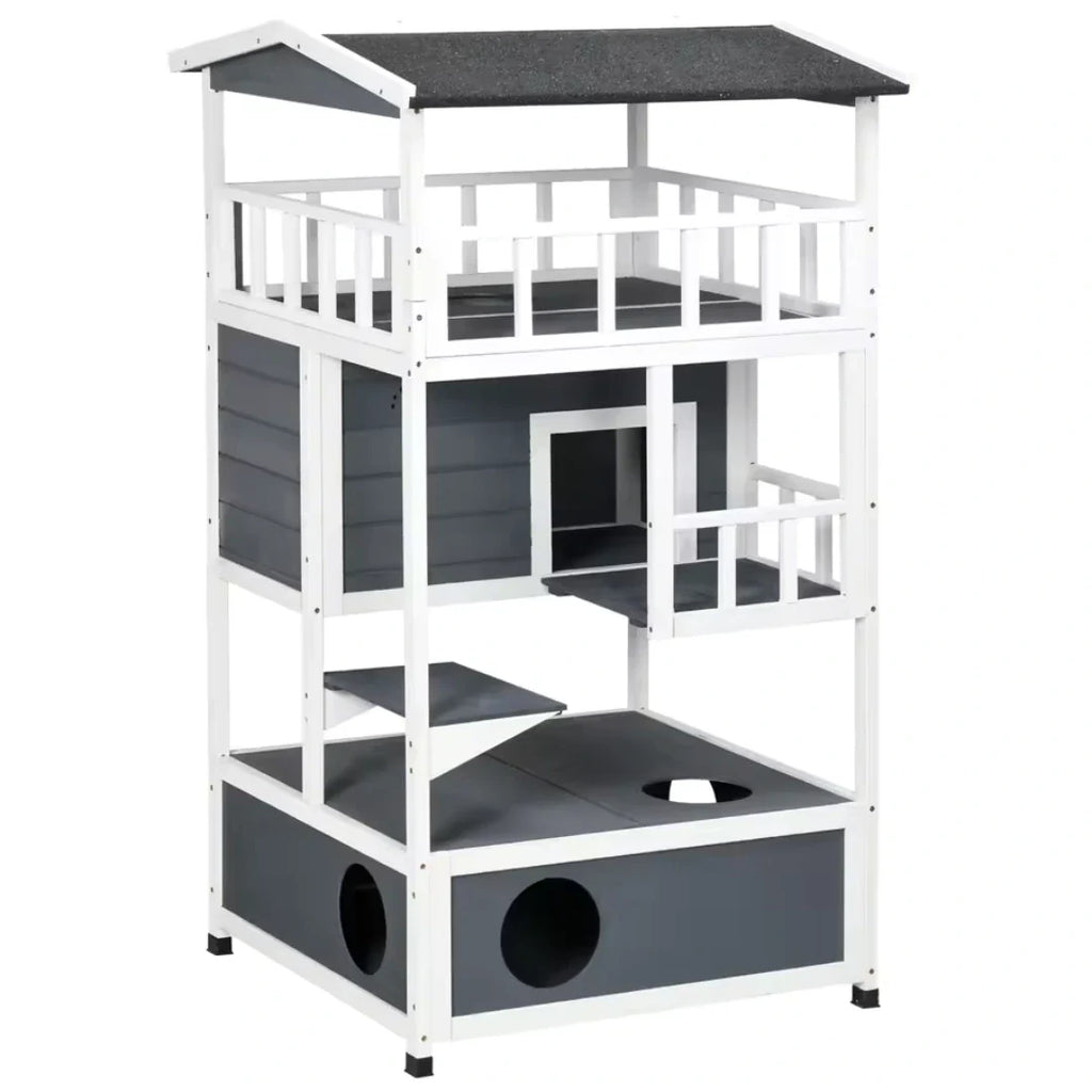 Large Outdoor Wooden Cat House - Petifo