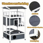 Large Outdoor Wooden Cat House Outdoor use - Petifo