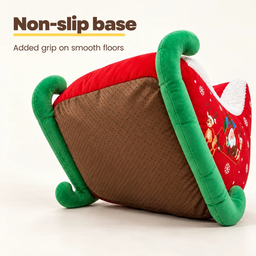 Christmas sleigh pet bed non-slip underside