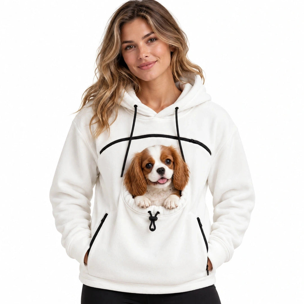 White hoodie with a small dog - Petifo