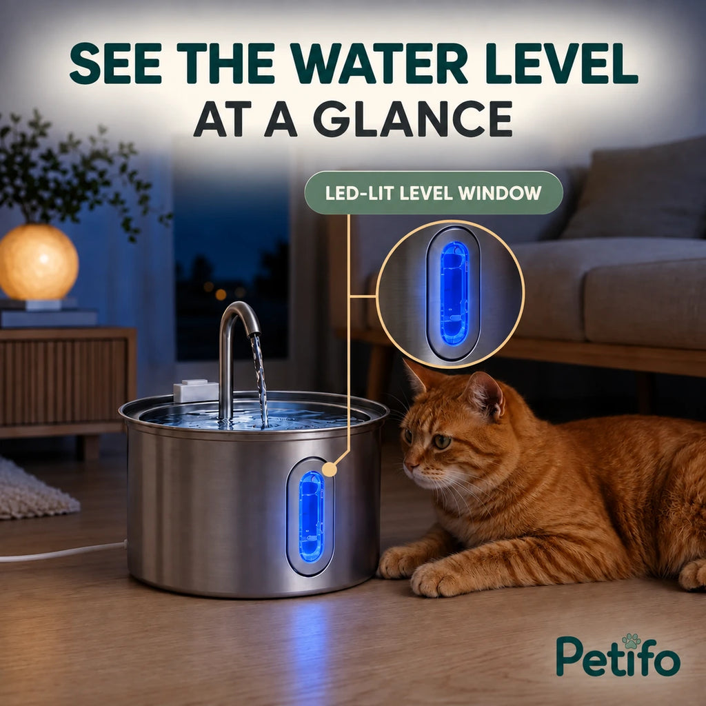 PawHut 2.5 L Cat Water Fountain – water level - Petifo