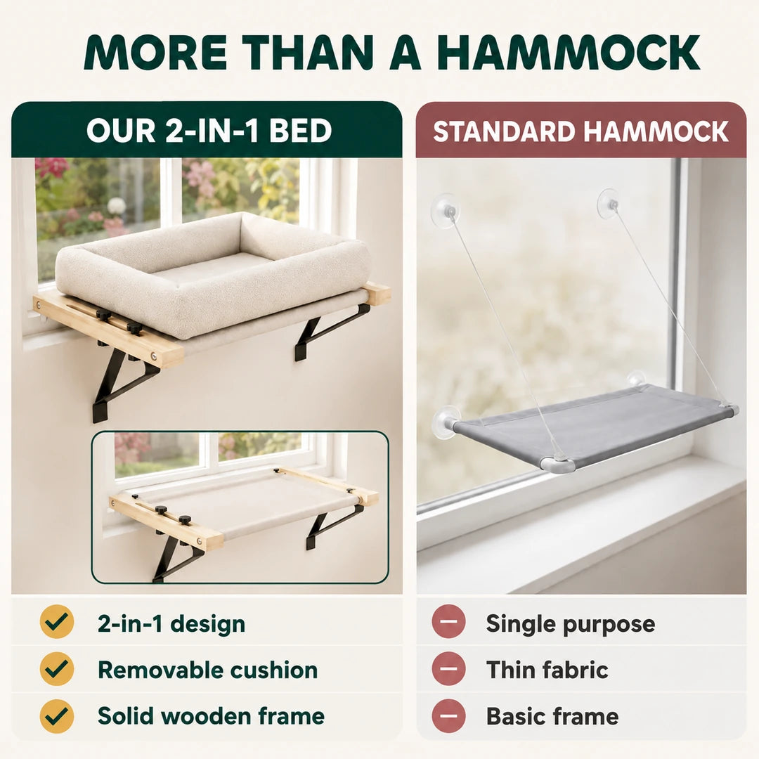 Comparison of the PawHut window bed and a standard cat hammock - Petifo