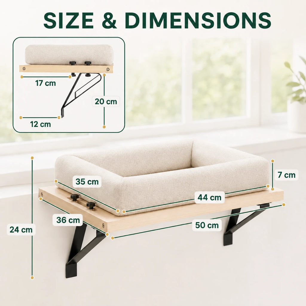 PawHut 2-in-1 cat window bed size guide - Petifo