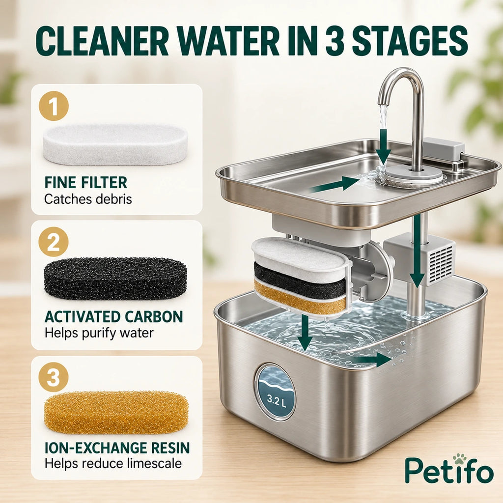 PawHut 3.2 L Pet Water Fountain – filtration - Petifo