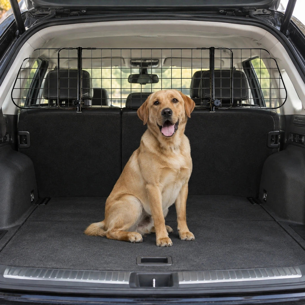 PawHut adjustable dog car guard separating a dog in a car boot - Petifo