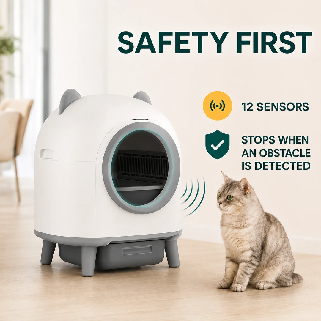 Twelve-sensor safety system on the PawHut automatic litter box - Petifo