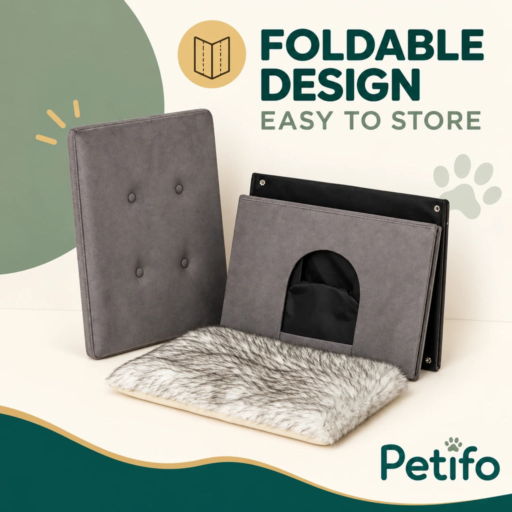 PawHut Cat House & Footstool – foldable - Petifo