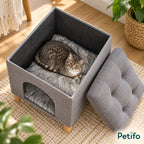 PawHut Cat House & Footstool – open top - Petifo