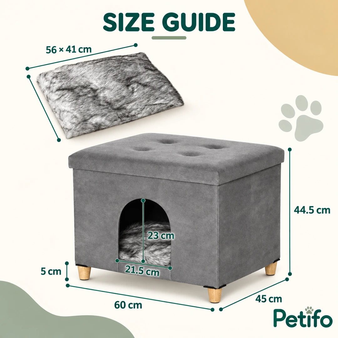 PawHut Cat House & Footstool – size - Petifo