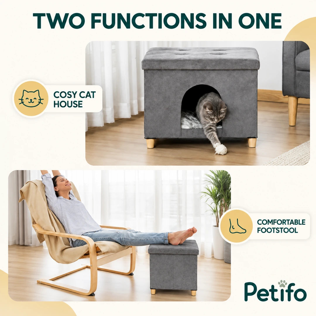 PawHut Cat House & Footstool – two functions - Petifo