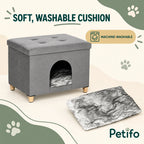 PawHut Cat House & Footstool – washable cushion - Petifo