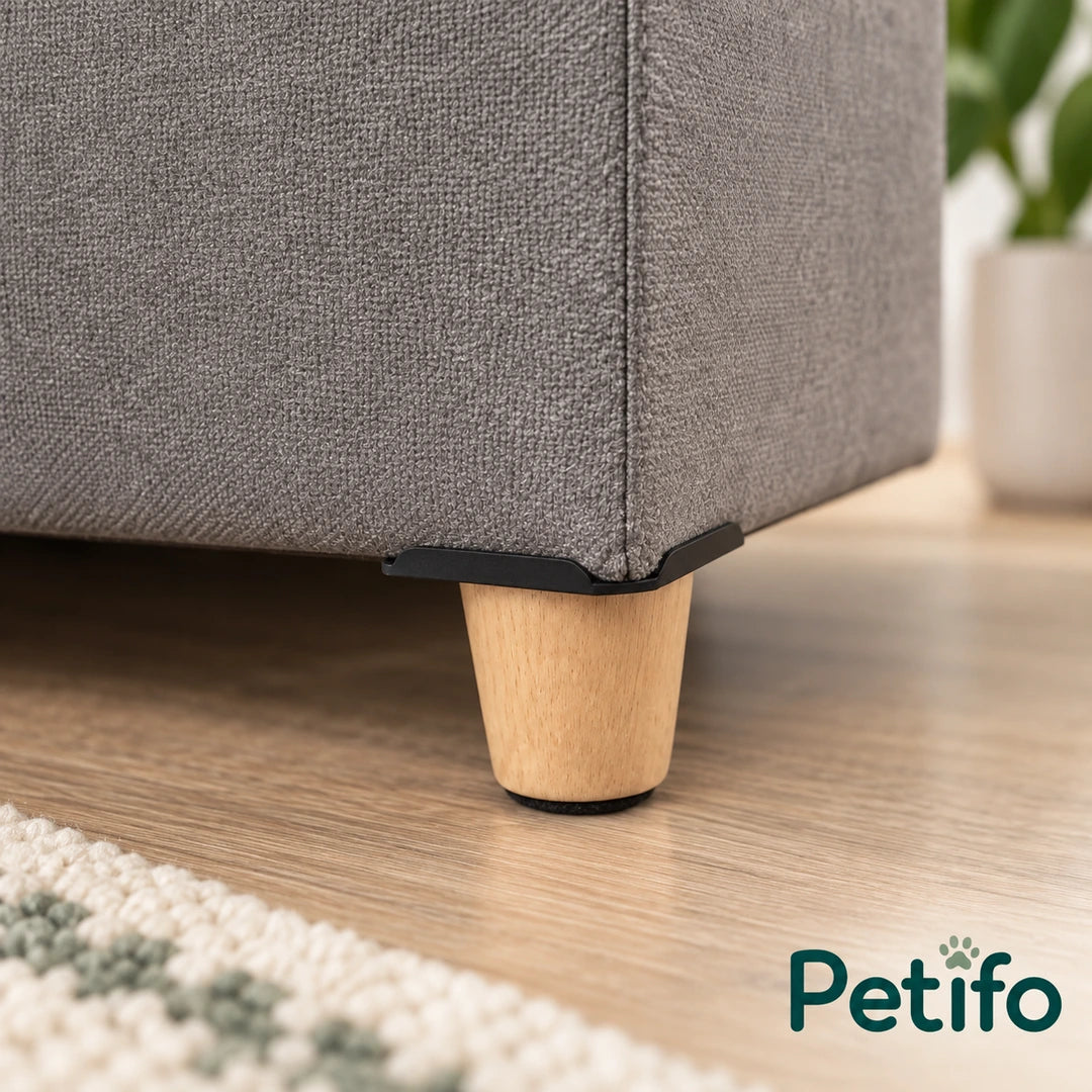 PawHut Cat House & Footstool – wooden leg - Petifo