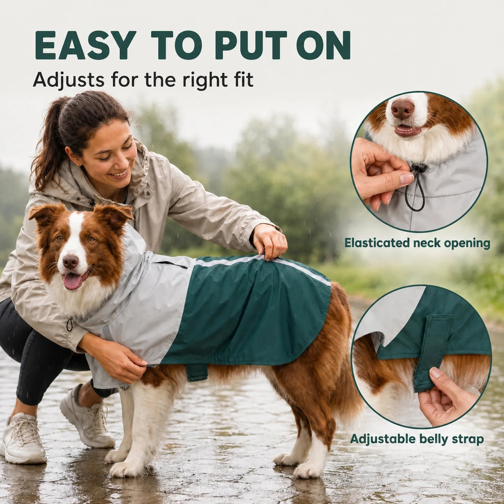 Adjustable neck and belly fit on the PawHut dog raincoat - Petifo