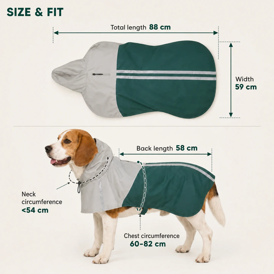 Guida alle taglie e alla vestibilità per l'impermeabile per cani PawHut con cappuccio - Petifo