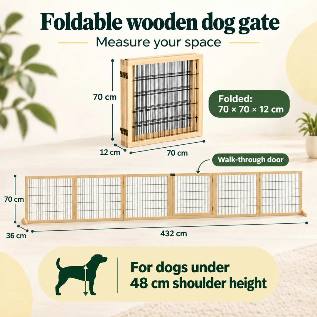 PawHut Foldable Wooden Dog Gate – dimensions - Petifo