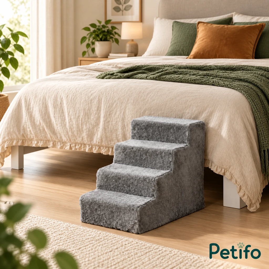 PawHut Four-Step Pet Stairs – bedside - Petifo