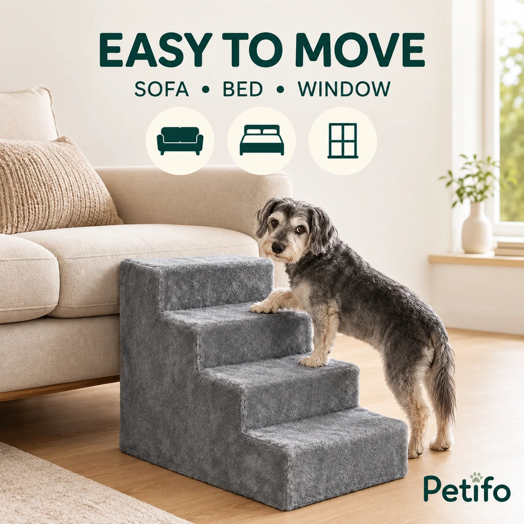 PawHut Four-Step Pet Stairs – easy to move - Petifo