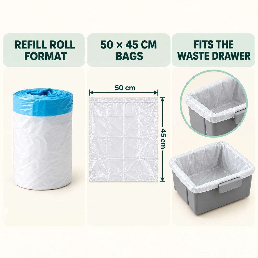 PawHut refill roll, 50 × 45 cm bag and fitted waste drawer - Petifo