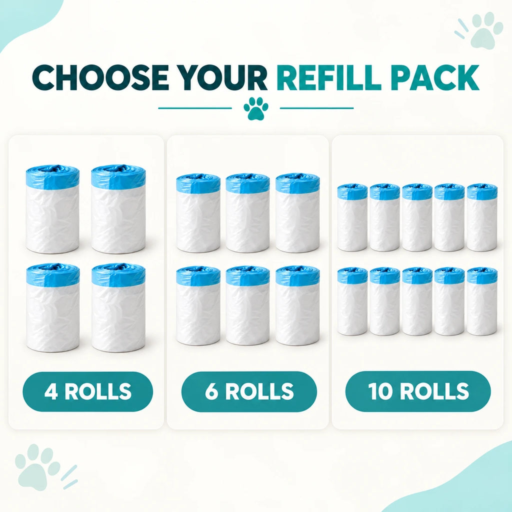 PawHut litter box waste bag packs with 4, 6 and 10 rolls - Petifo