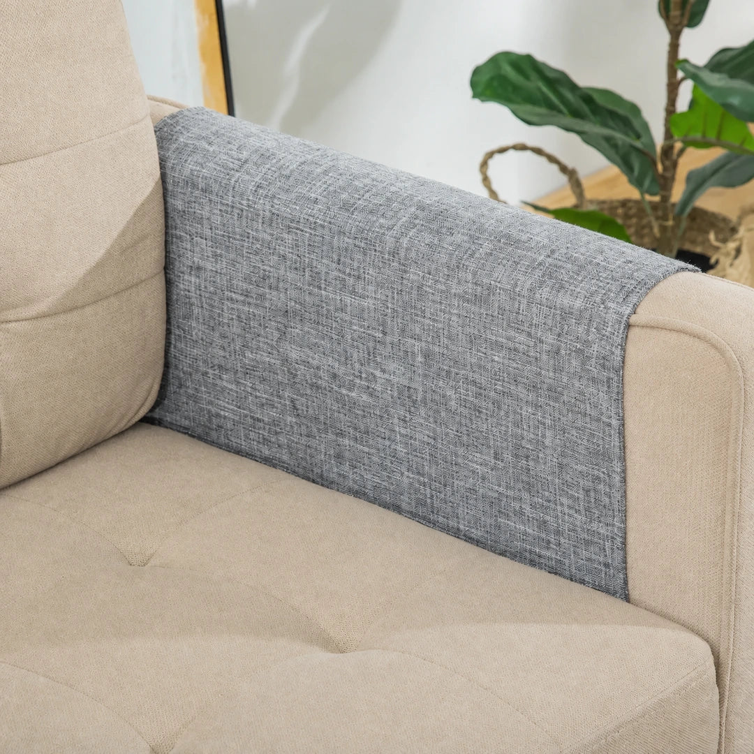 Grey textile section of the PawHut scratch protector over an armrest - Petifo