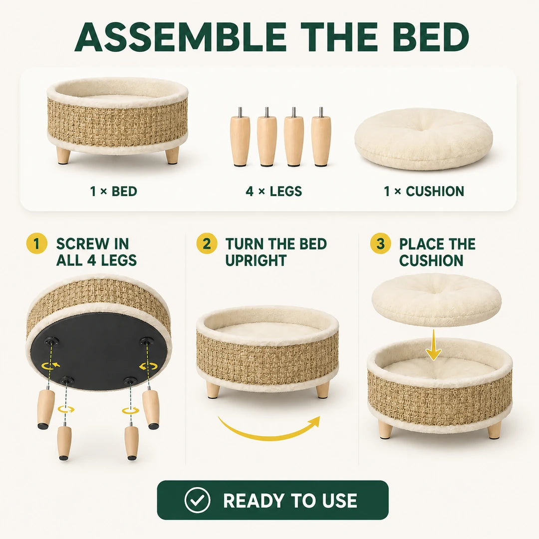 Assembly guide for the PawHut woven seagrass pet bed - Petifo