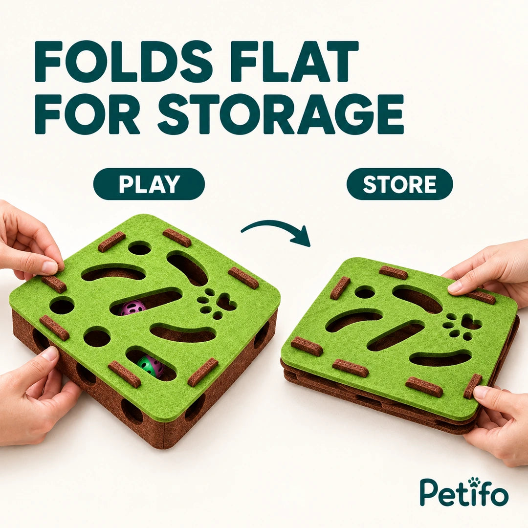 Purrnivo felt cat puzzle folding flat for compact storage - Petifo