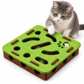 Green Purrnivo felt cat puzzle with a cat reaching for the hidden bell ball - Petifo