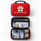 TryggPet Pet First Aid Kit shown closed and open with contents
